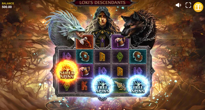 Loki's Descendants - memicu fitur Serpent dengan Wild diagonal